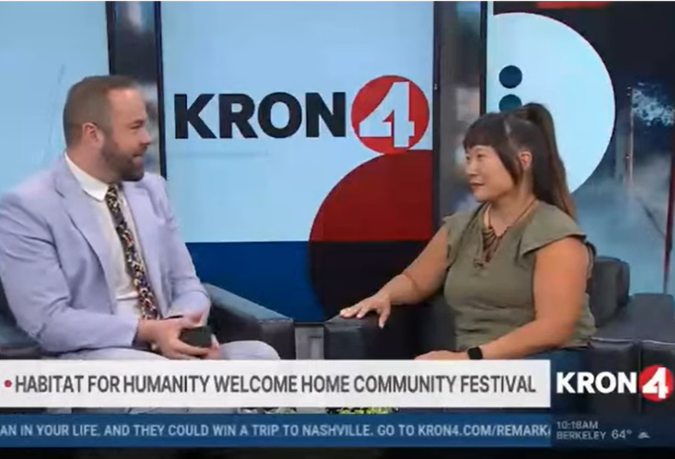 KRON4's John Shrable and Habitat's Patti Wang Cross sit together in KRON4 studio