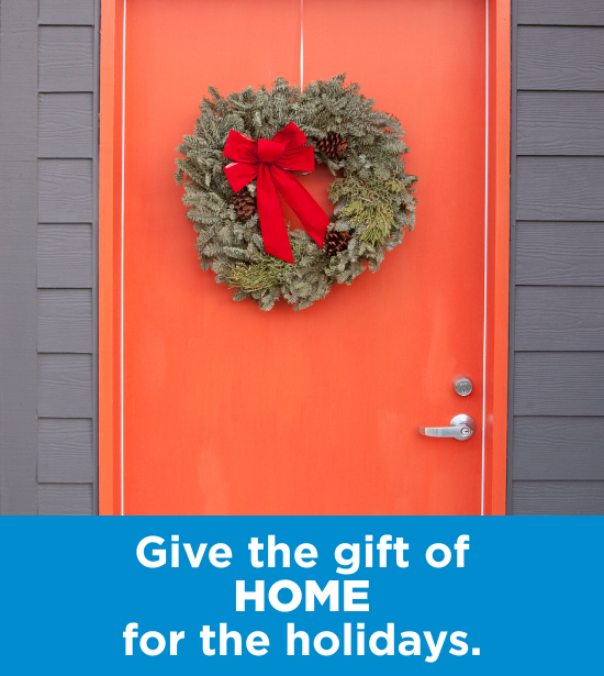 Front Door with Holiday Wreath
