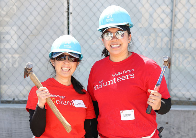 Well Fargo volunteers at Women's Leadership Build