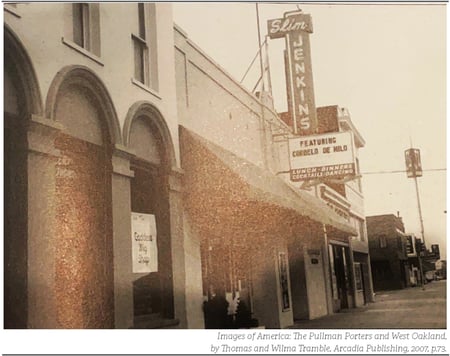 West Oakland was the cultural, civic, and commercial center of Black life in the city. Reprinted in Images of American: The Pullman Porters and West Oakland by Thomas and Wilma Tramble.